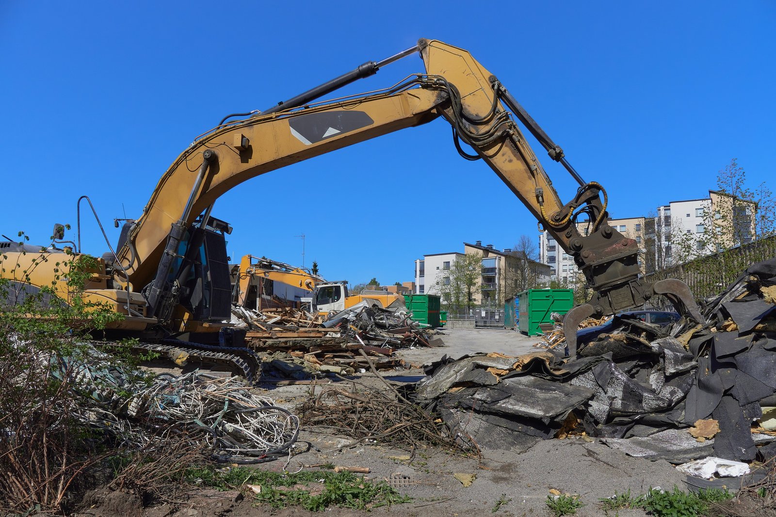 Destruction and trash in Finnish Kerava town in Europe.